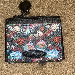 Ed Hardy Black Floral Key & Card Holder